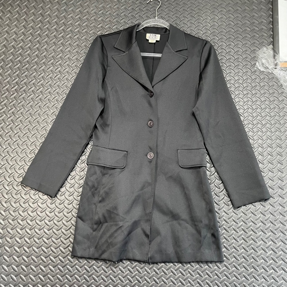 Star C.C.C Black 3 Button Long Blazer‎ Jacket Business Casual Women's Size Small